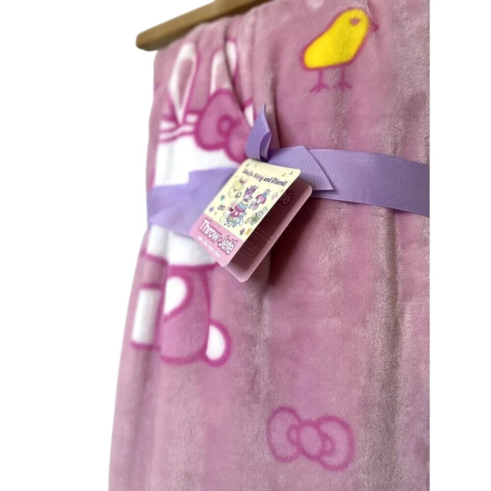 Hello Kitty Pink Bunny Throw Blanket Peeps Kitties NWT